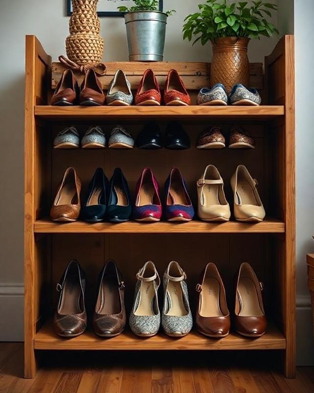 Houten schoenenrek | Voeg klasse en stijl toe aan je hal of gang met onze mooie houten schoenenrekken!