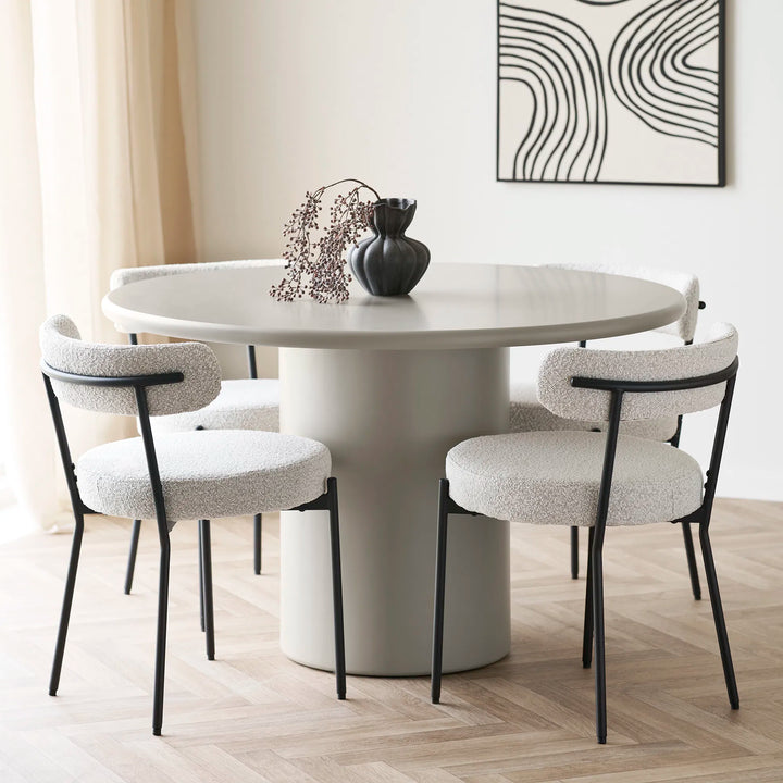 Eetkamerstoelen Badalona | Witte stof met zwarte poten | Set van 2 stuks