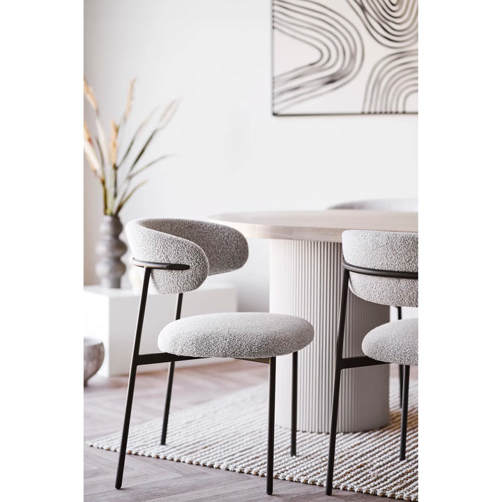 Eetkamerstoelen Mira | Zandkleurig met zwarte poten | 2 stuks