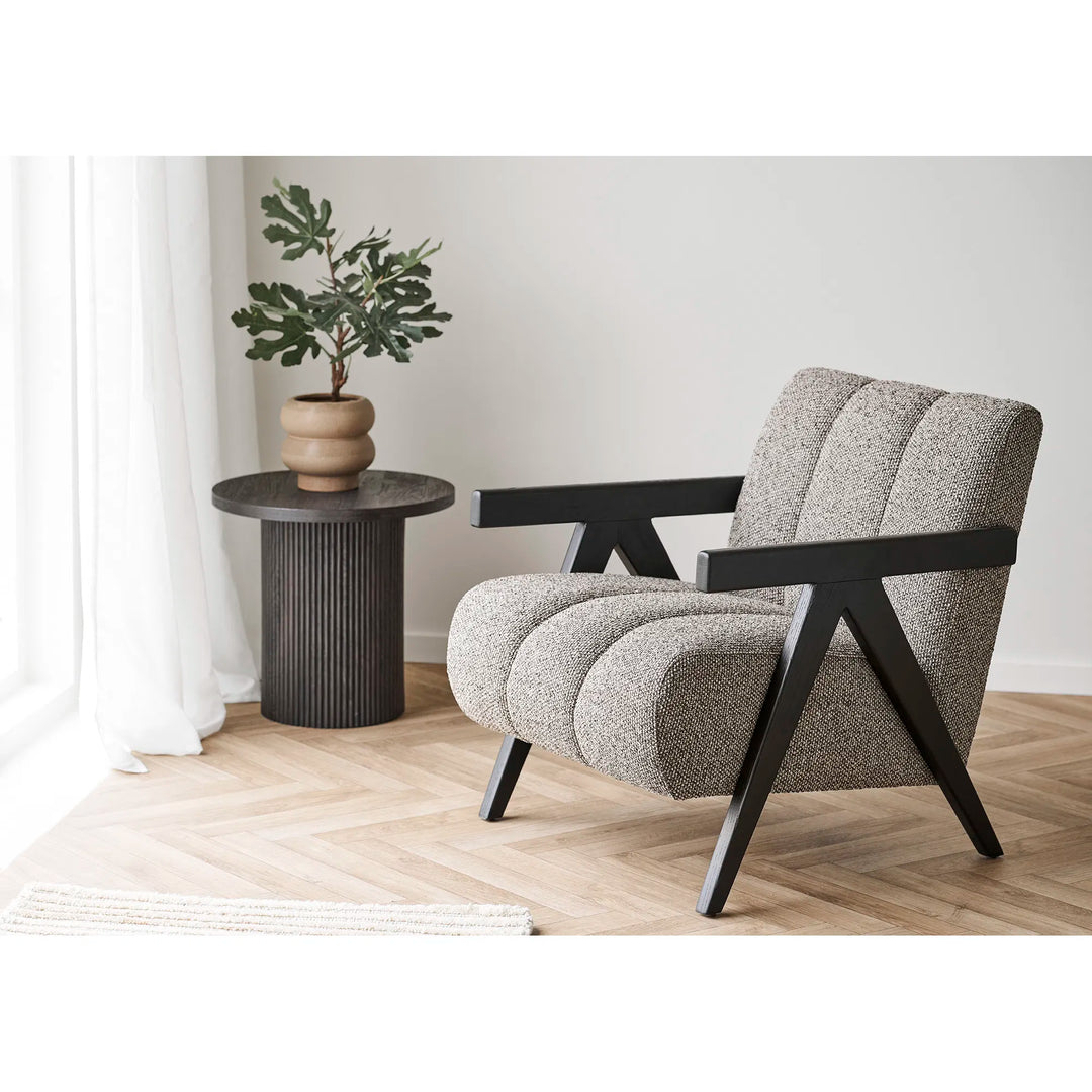 Bijzettafel Boavista | MDF & hout | Rond | Donkere uitstraling | 48 cm diameter