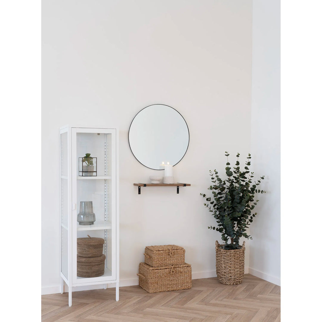 Smalle hoge vitrinekast Brisbane | Wit | Staal met gehard glas