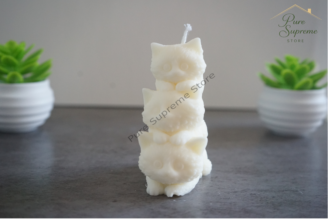 Decoratie kaars de drie schattige katten | Handgemaakt