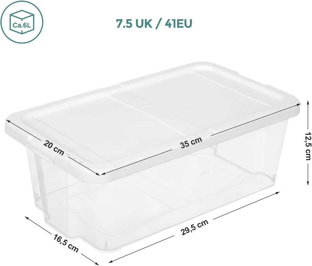 SONGMICS schoenenboxen | Set van 12 stuks | Wit & transparant | Tot en met maat 41