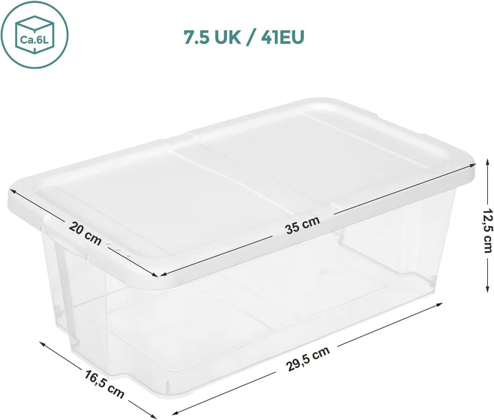 SONGMICS schoenenboxen | Set van 12 stuks | Wit & transparant | Tot en met maat 41