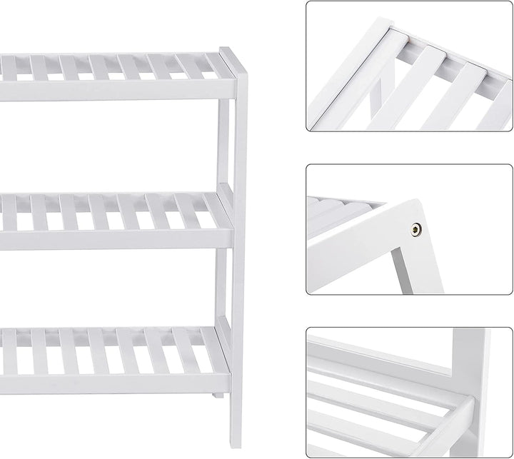 SONGMICS bamboe schoenenrek | 3 schappen | Wit | Geschikt voor hal, badkamer en slaapkamer