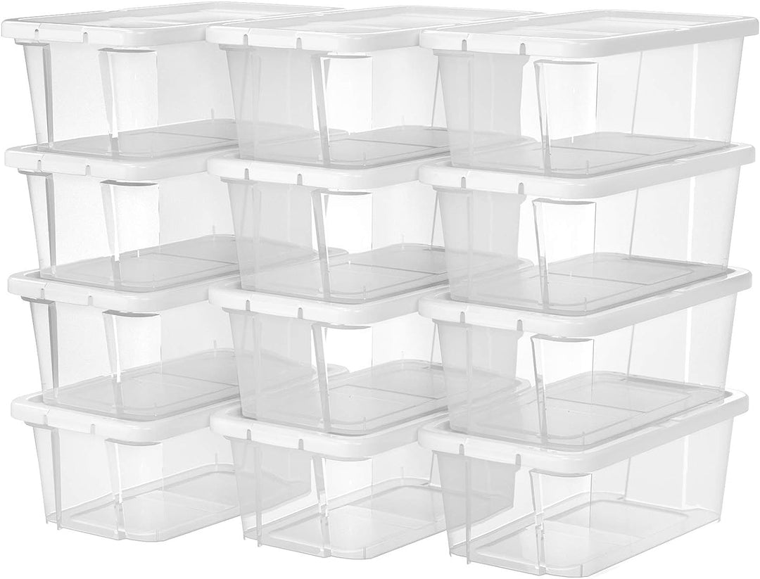 SONGMICS schoenenboxen | Set van 12 stuks | Wit & transparant | Tot en met maat 41
