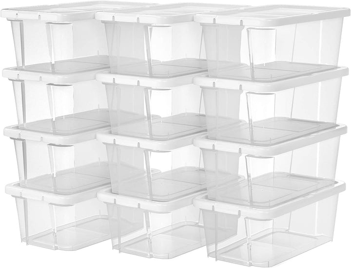 SONGMICS schoenenboxen | Set van 12 stuks | Wit & transparant | Tot en met maat 41