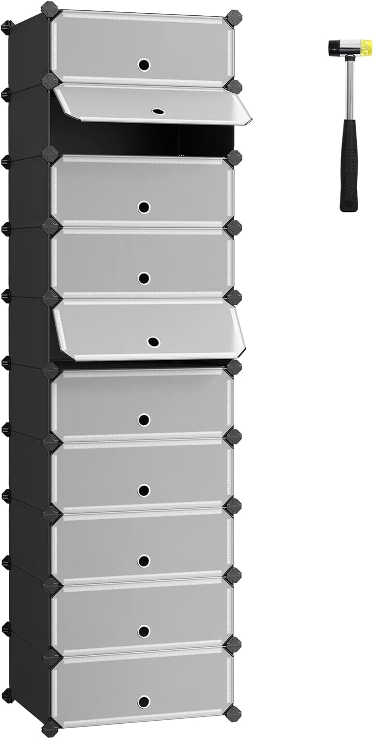 SONGMICS schoenenrek | Zwart | 31 x 43 x 173 cm (D x B x H)