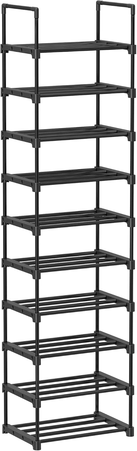 SONGMICS schoenenrek | 10 niveaus | Zwart metaal | Open vakken