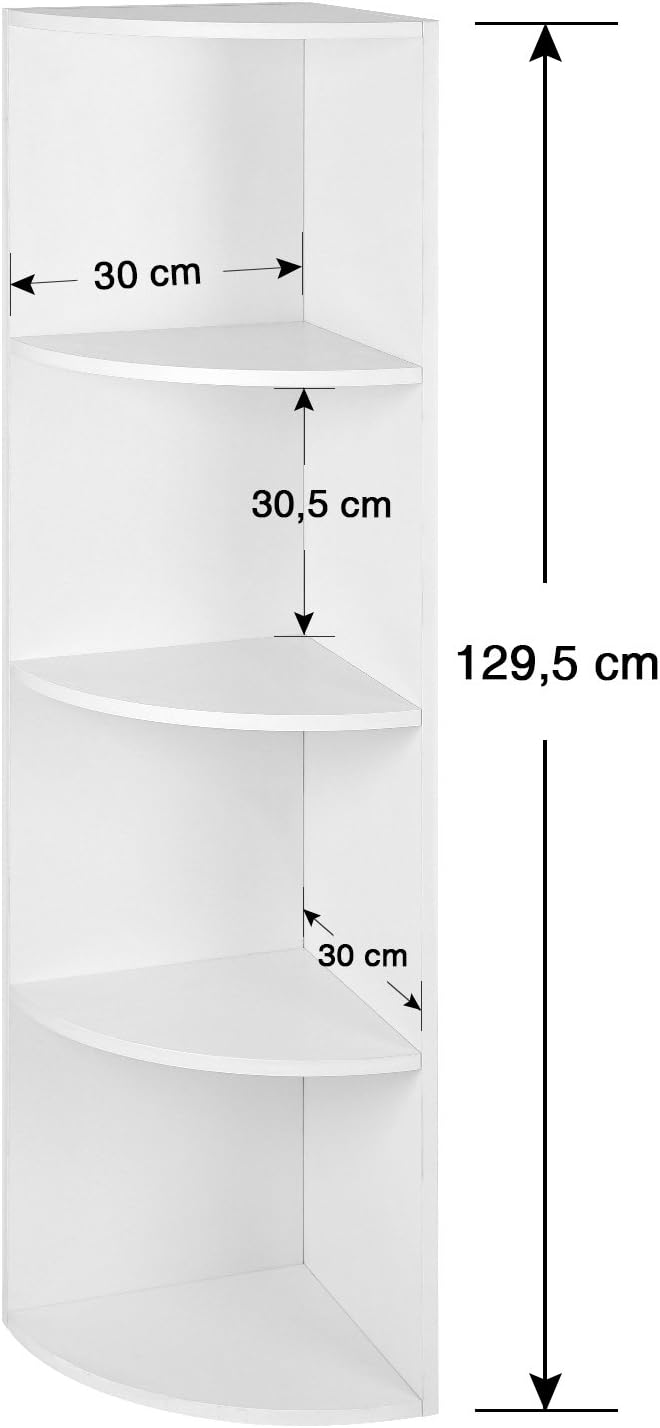 Hoekkast VASAGLE met 4 schappen | Wit | Modern