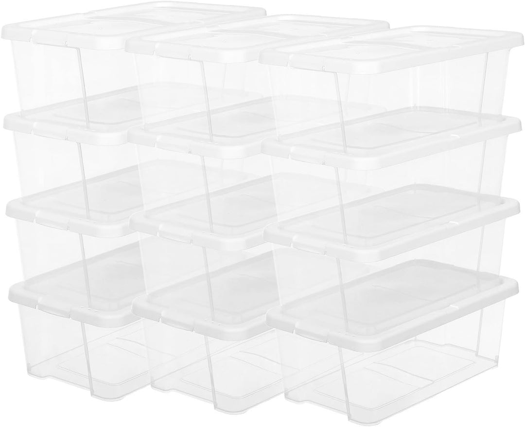 SONGMICS schoenenboxen | Set van 12 stuks | Wit & transparant | Tot en met maat 41