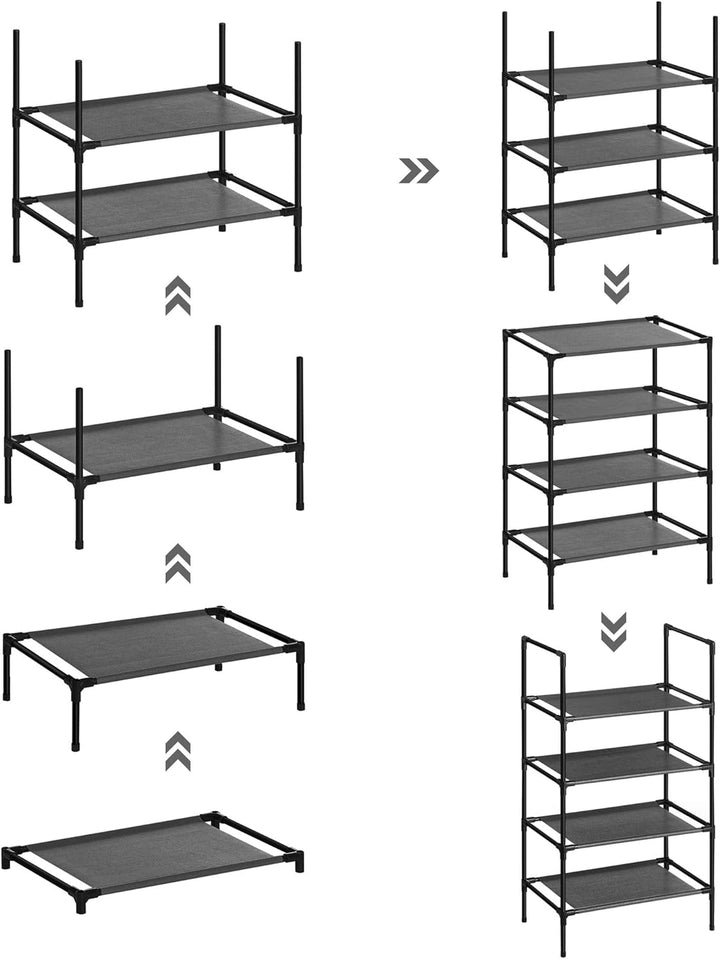 SONGMICS schoenenrek | 4 niveaus | Metaal | Zwart |