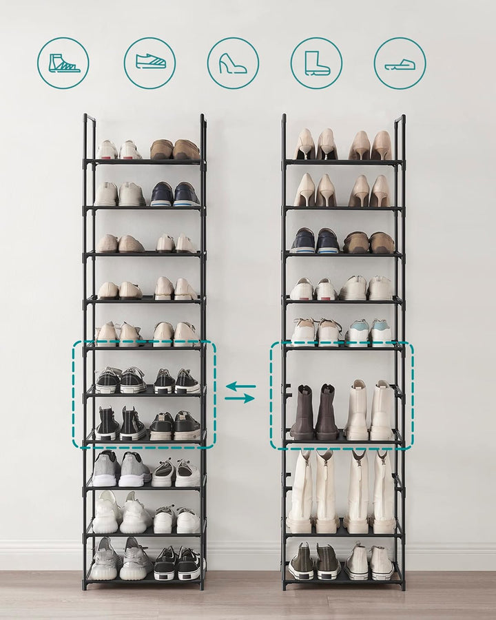 SONGMICS schoenenrek | Metaal | Zwart | 173 cm hoog
