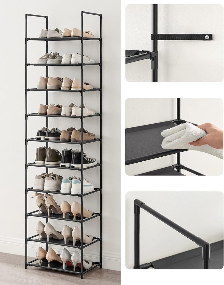 SONGMICS schoenenrek | Metaal | Zwart | 173 cm hoog