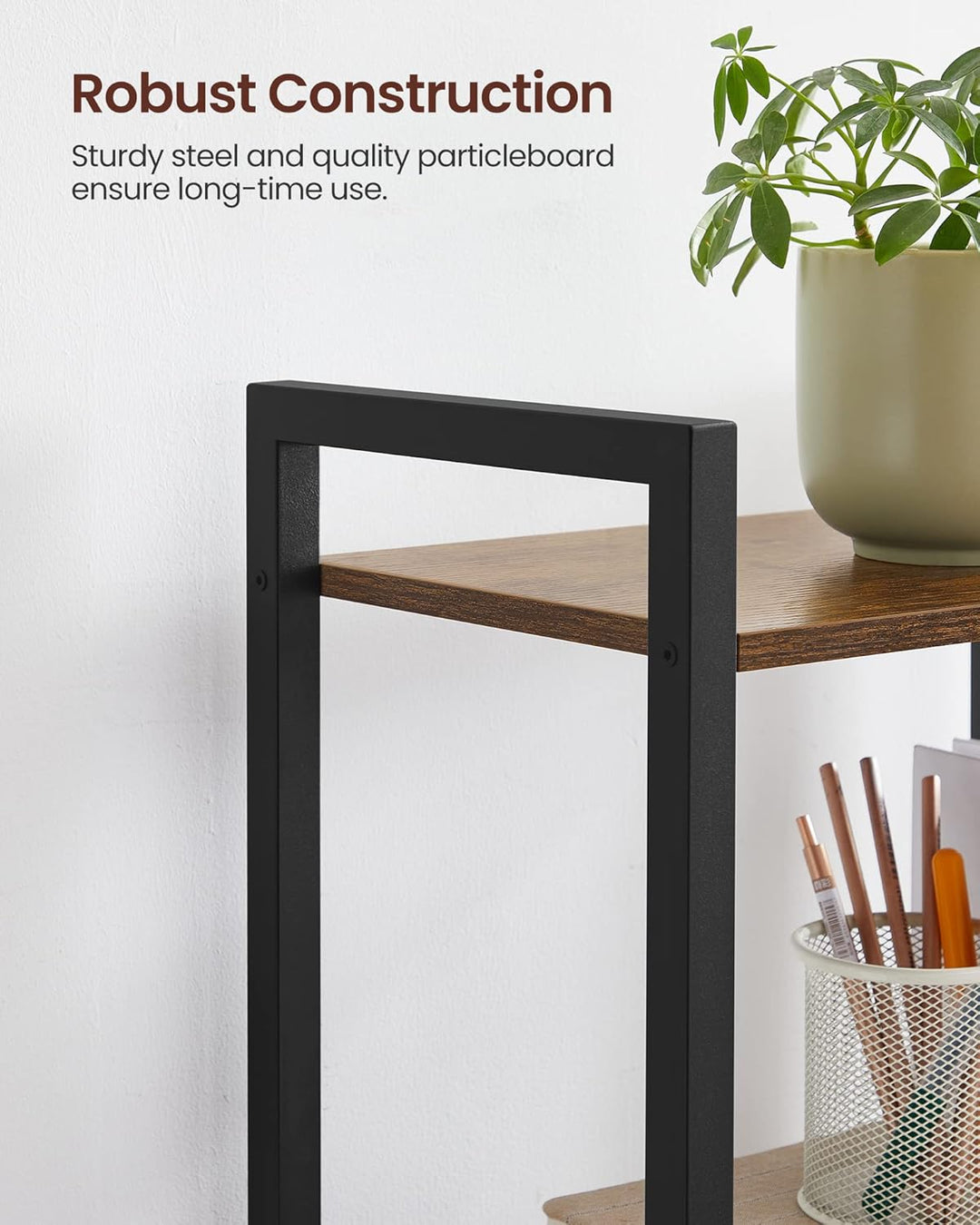 VASAGLE boekenkast industrieel |  Zwart & bruin | 40 x 24 x 107 cm
