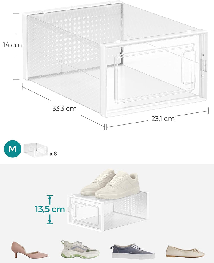 SONGMICS schoenenboxen | Stapelbaar | Wit | tot en met maat 44