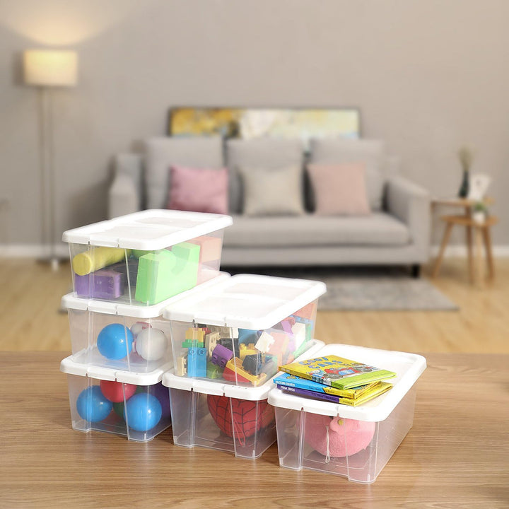 SONGMICS schoenenboxen | Set van 12 stuks | Wit & transparant | Tot en met maat 41