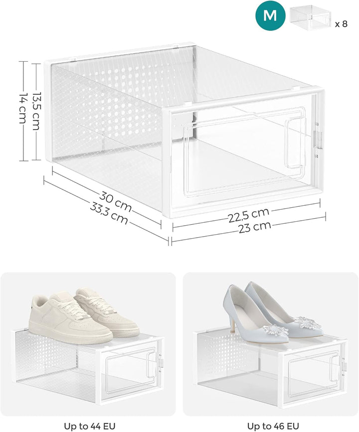 SONGMICS schoenenboxen | Stapelbaar | Wit | tot en met maat 44