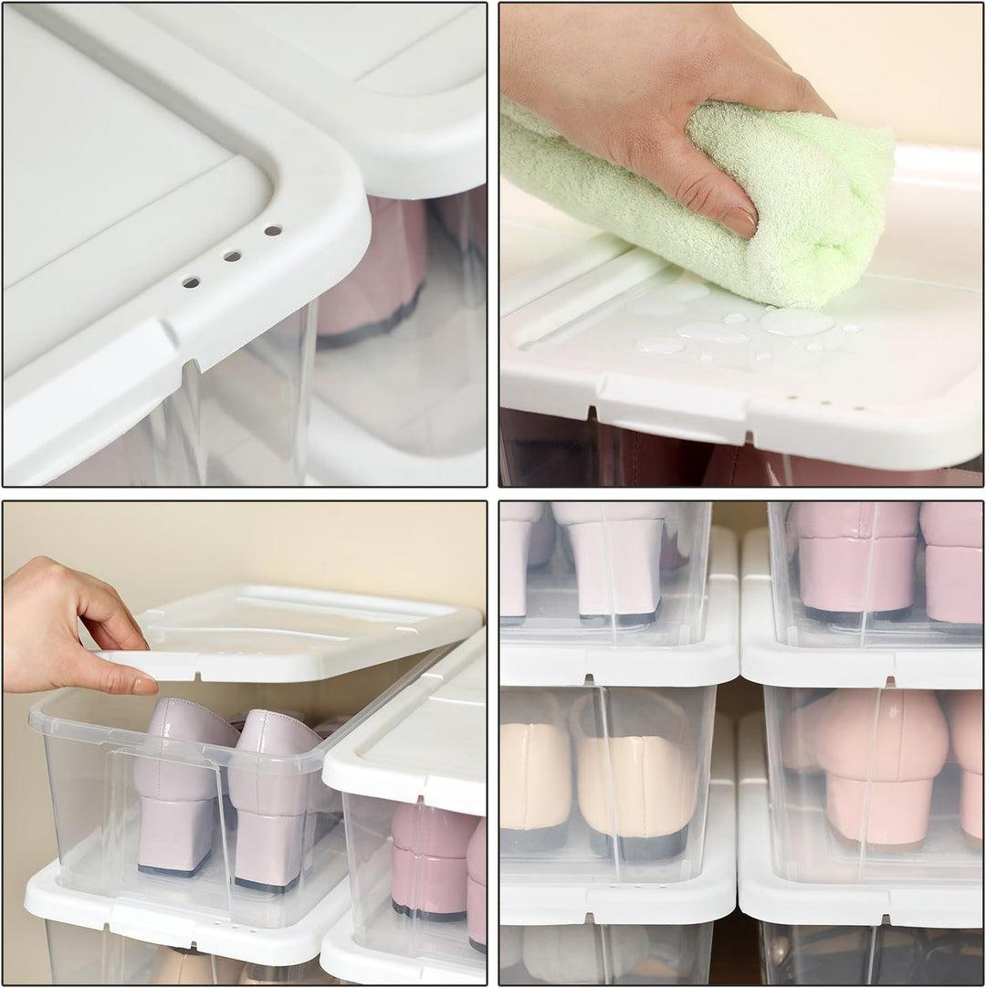SONGMICS schoenenboxen | Set van 12 stuks | Wit & transparant | Tot en met maat 41