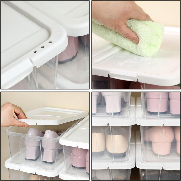 SONGMICS schoenenboxen | Set van 12 stuks | Wit & transparant | Tot en met maat 41