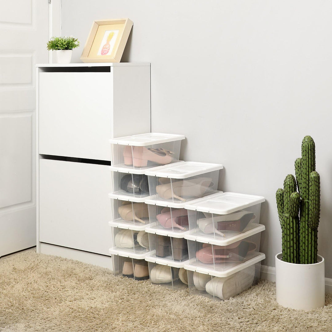 SONGMICS schoenenboxen | Set van 12 stuks | Wit & transparant | Tot en met maat 41