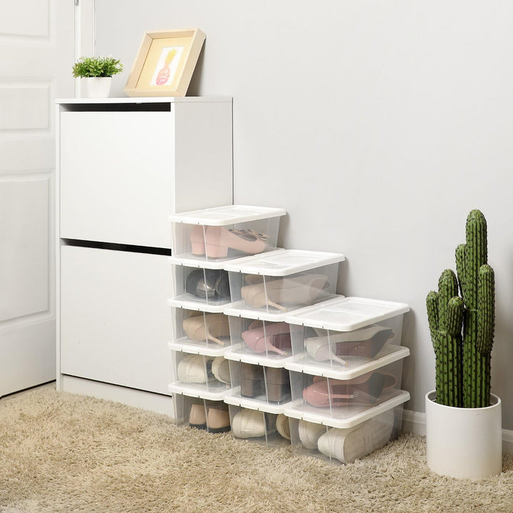 SONGMICS schoenenboxen | Set van 12 stuks | Wit & transparant | Tot en met maat 41