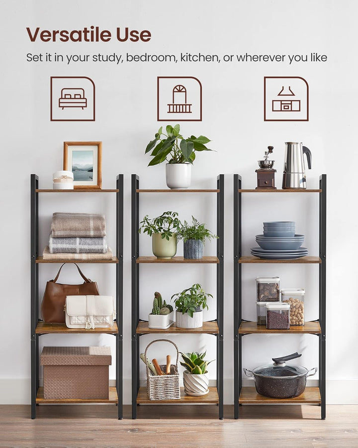 VASAGLE boekenkast industrieel |  Zwart & bruin | 40 x 24 x 107 cm