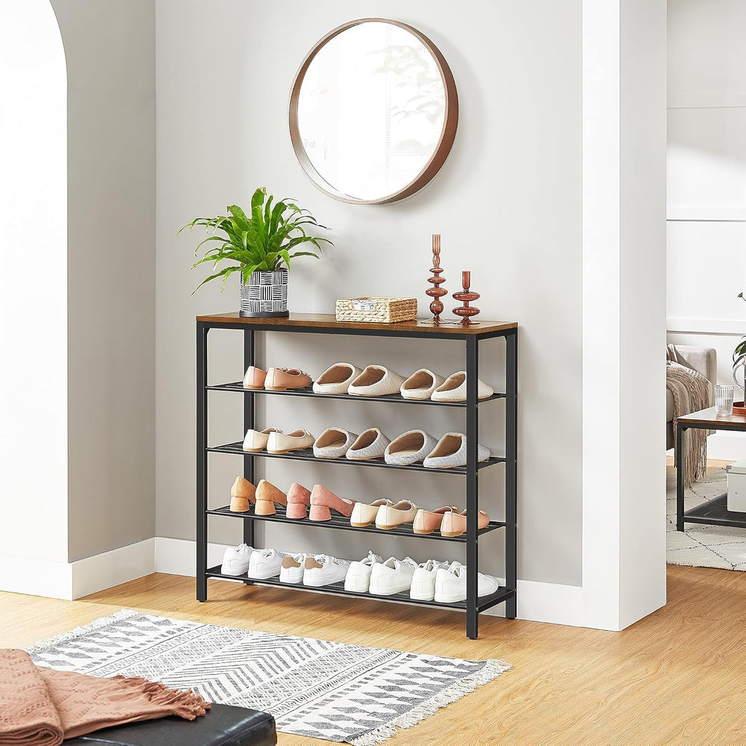 VASAGLE schoenenrek | Bruin & zwart | Moderne, industriële stijl