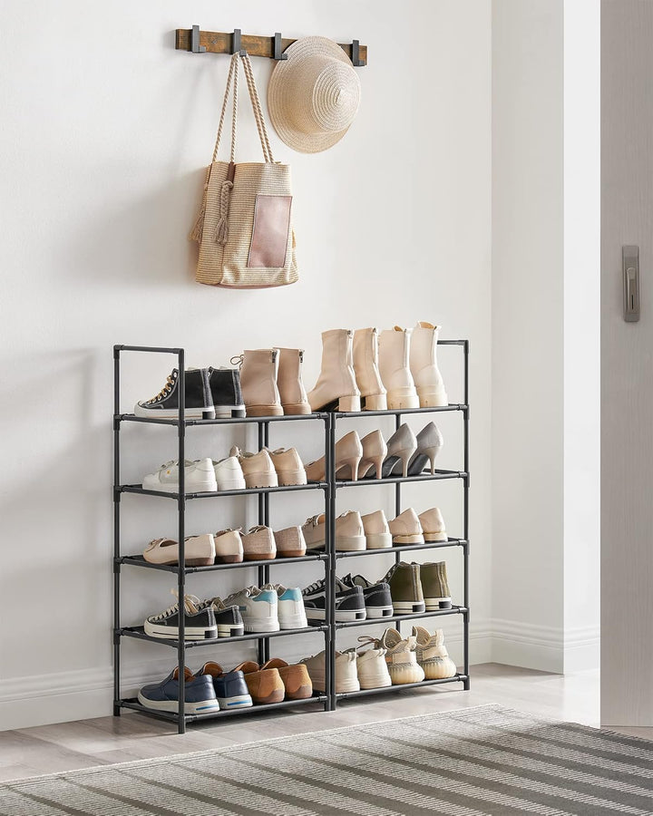 SONGMICS schoenenrek | Metaal | Zwart | 173 cm hoog