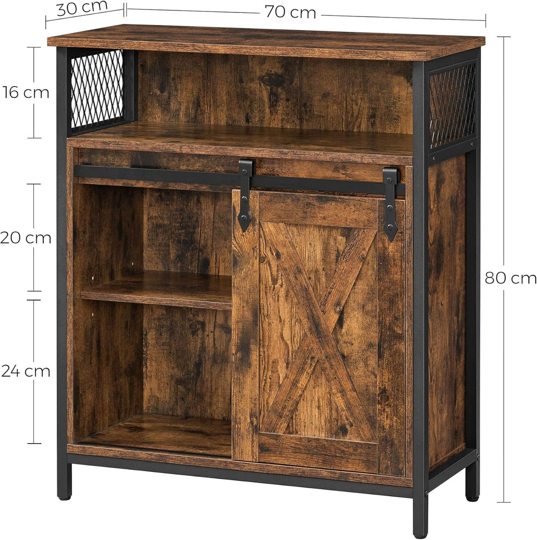 VASAGLE opbergkast | Industrieel | Bruin-zwart | Met schuifdeur | Hout