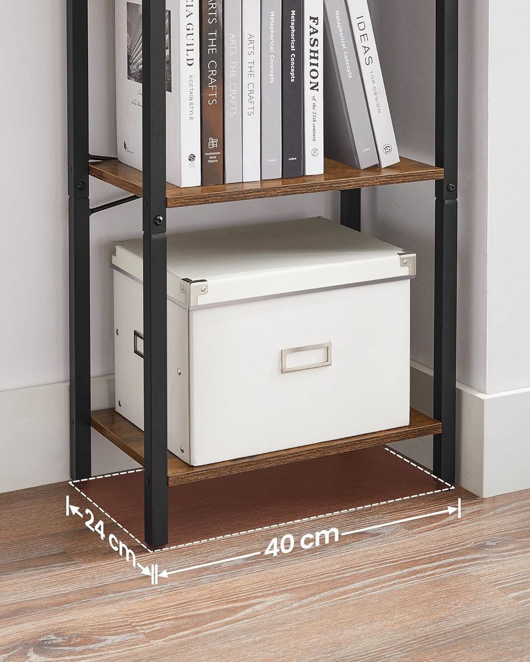 VASAGLE boekenkast industrieel |  Zwart & bruin | 40 x 24 x 107 cm