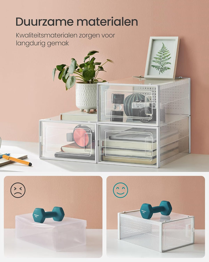 SONGMICS schoenenboxen | 18 stuks | Opvouwbaar | Tot en met maat 42