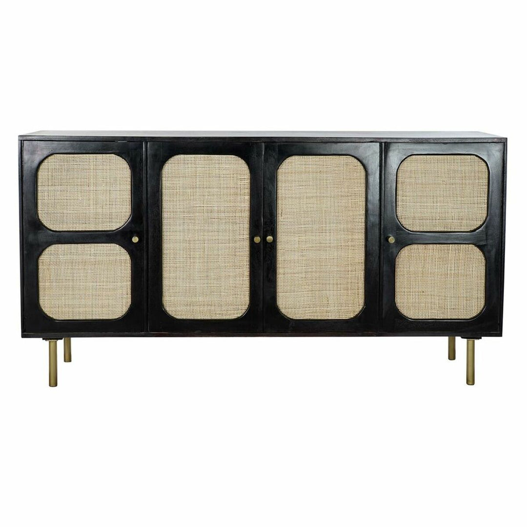 Dkd Home Decor Dientafel Dkd Home Decor Zwart Gouden Natuurlijk Rotan Mangohout 150 X 40 X 78 Cm