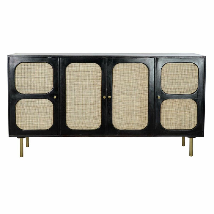 Dkd Home Decor Dientafel Dkd Home Decor Zwart Gouden Natuurlijk Rotan Mangohout 150 X 40 X 78 Cm