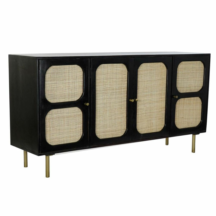 Dkd Home Decor Dientafel Dkd Home Decor Zwart Gouden Natuurlijk Rotan Mangohout 150 X 40 X 78 Cm