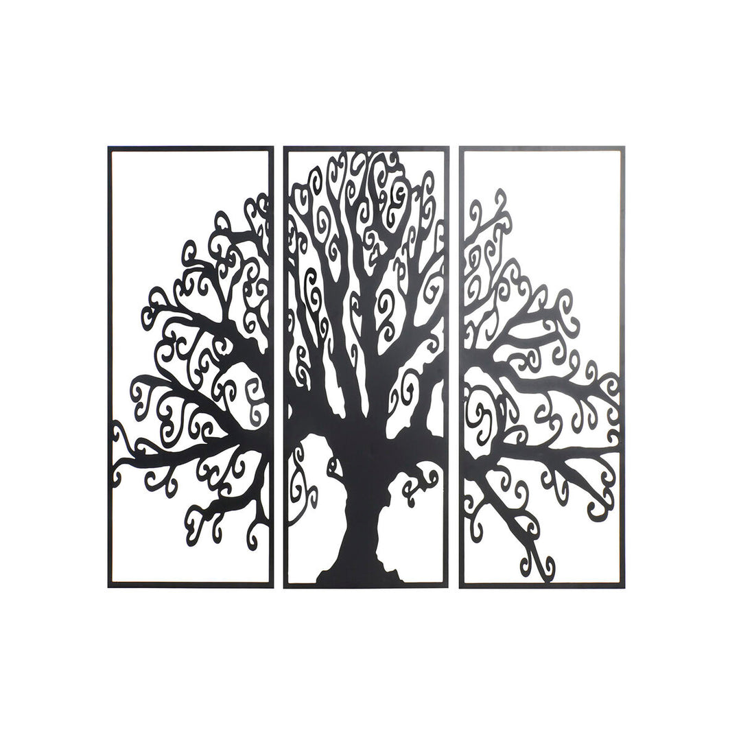Dkd Home Decor Wanddecoratie Dkd Home Decor 3 Onderdelen Zwart Boomstructuur Metaal (105 X 1,3 X 91 Cm)