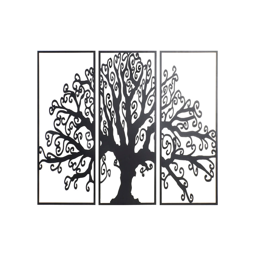 Dkd Home Decor Wanddecoratie Dkd Home Decor 3 Onderdelen Zwart Boomstructuur Metaal (105 X 1,3 X 91 Cm)