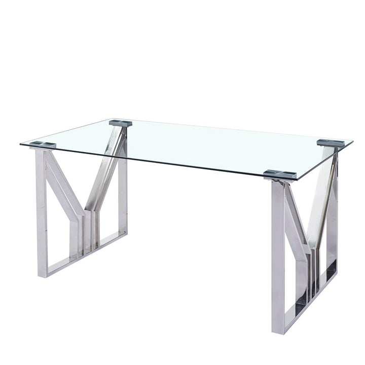 Dkd Home Decor Eettafel Dkd Home Decor Kristal Zilverkleurig Transparant Staal 180 X 90 X 75 Cm