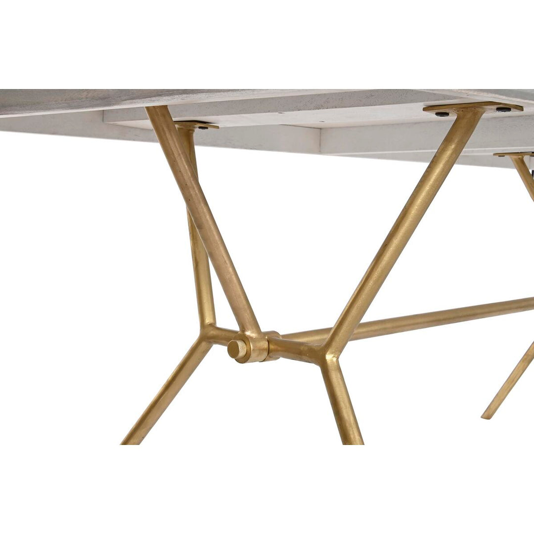Dkd Home Decor Eettafel Dkd Home Decor Grijs Gouden Wit Blik Mangohout (180 X 90 X 76 Cm)