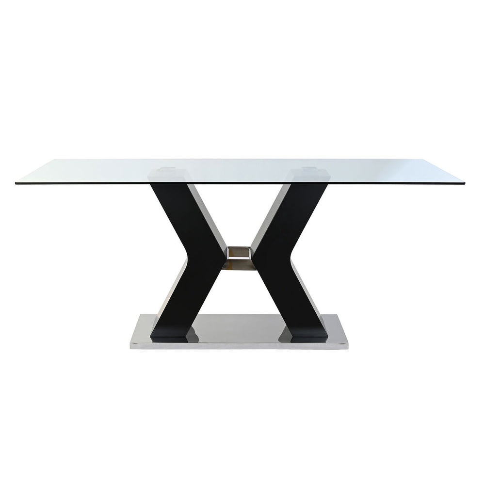 Dkd Home Decor Eettafel Dkd Home Decor Zwart Hout Gehard Glas Hout Mdf 180 X 90 X 76 Cm