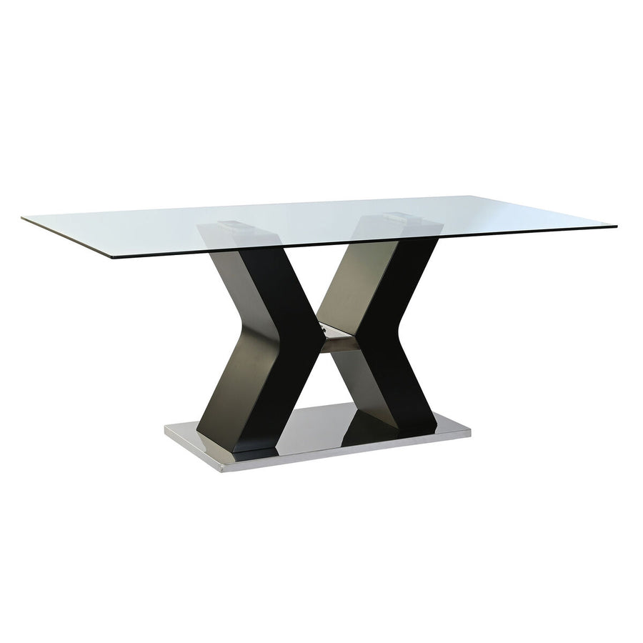 Dkd Home Decor Eettafel Dkd Home Decor Zwart Hout Gehard Glas Hout Mdf 180 X 90 X 76 Cm