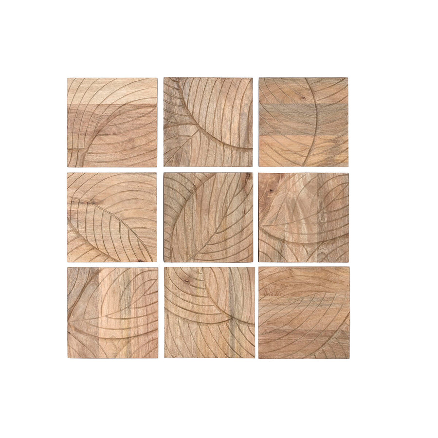 Home Esprit Wanddecoratie Home Esprit Natuurlijk Modern Blad Van Een Plant 90 X 3 X 90 Cm (9 Onderdelen)