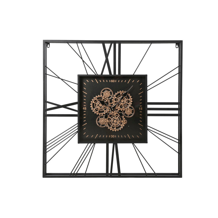 Home Esprit Muurklok Home Esprit Zwart Gouden Metaal Kristal 80 X 8 X 80 Cm