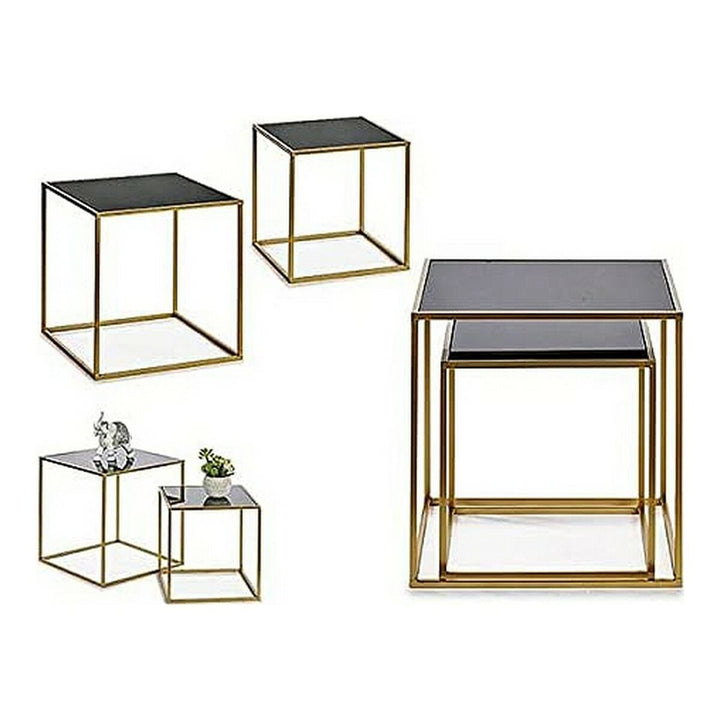 Gift Decor Set Van 2 Tafels Zwart Gouden 50 X 50 X 50 Cm
