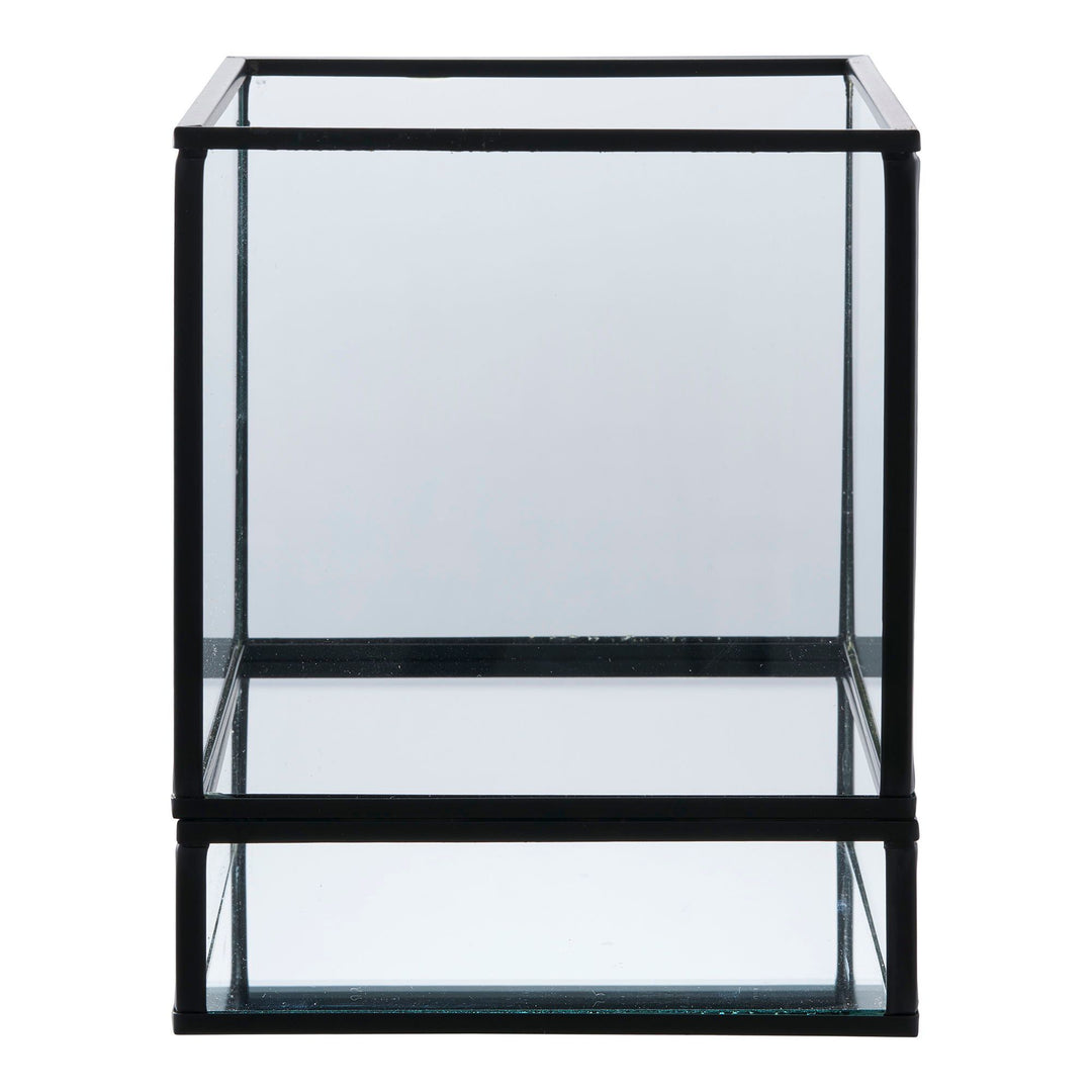 Kaarsenhouder Hurricane small | Metaal en glas | Doorzichtig
