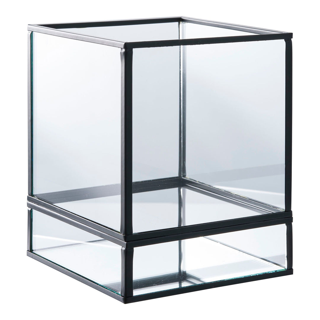 Kaarsenhouder Hurricane small | Metaal en glas | Doorzichtig