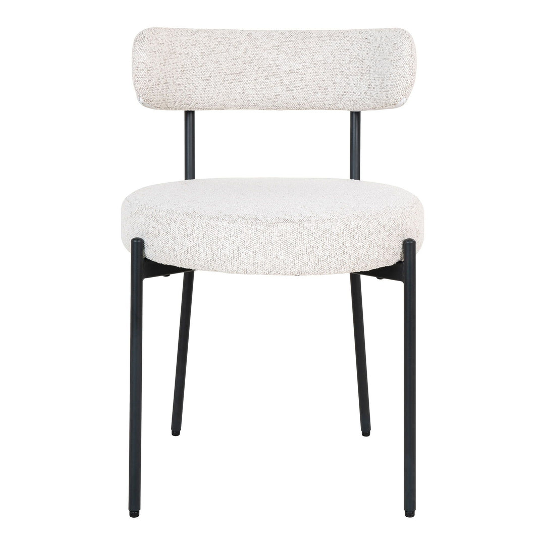 Eetkamerstoelen Badalona | Witte stof met zwarte poten | Set van 2 stuks