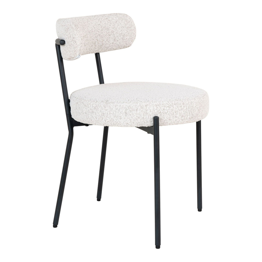Eetkamerstoelen Badalona | Witte stof met zwarte poten | Set van 2 stuks