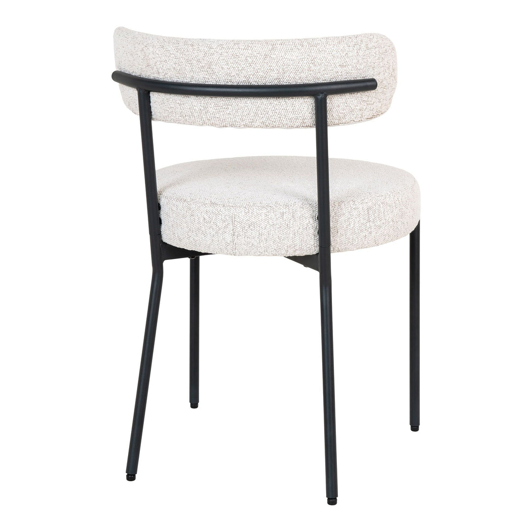Eetkamerstoelen Badalona | Witte stof met zwarte poten | Set van 2 stuks