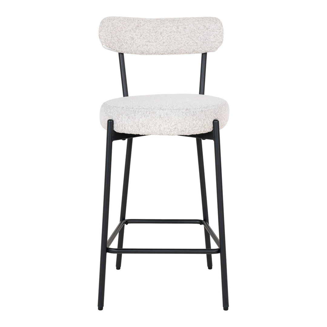 Barkruk Badalona | Luxe witte bekleding met zwarte poten | Modern